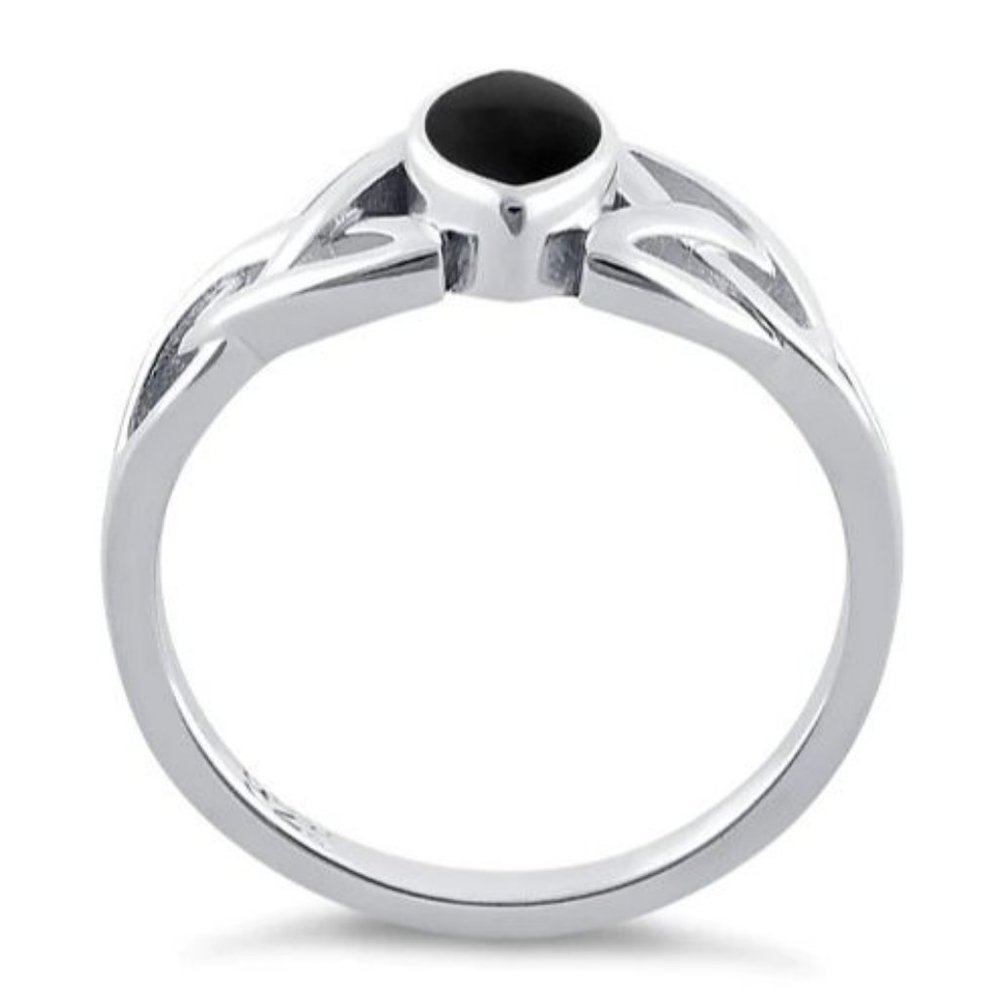 925 STERLING SILVER Celtic Synthetic Onyx Marquise Shape Bezel Set - Picture 15 of 16